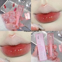 Gogo Bear Lip Glaze Pelembap dengan Efek Cermin, Mudah Mewarnai, Kemasan Tabung Transparan, Lip Gloss dengan Logo Pribadi, Kosmetik