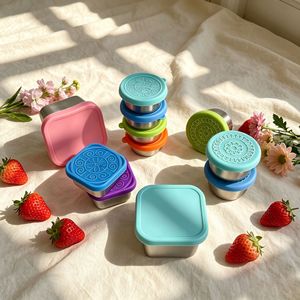 Pot à condiments portable en acier inoxydable SFB32 717 avec couvercles en silicone hermétiques et anti-fuites, contenants alimentaires pour barbecue en plein air - Product Image 5