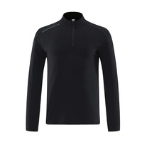 Maillot de sport demi-zip à manches longues pour homme, automne/hiver, en polyester, col montant, doux pour la peau, chaud et à séchage rapide