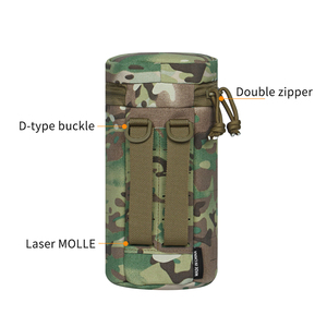 Pochette pour bouteille d'eau camouflage Molle, double fermeture éclair, porte-bouteille d'hydratation, support tactique en nylon pour la randonnée, le camping, les voyages - Product Image 3