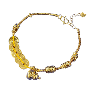 Nouveau Bracelet en Argent S925 avec Cinq Pièces de Monnaie Impériales Chinoises en Forme de <span class=keywords><strong>Gourde</strong></span>, Bijou de Mariage de Luxe Léger et de Niche, Style Chinois Chic - Product Image 6
