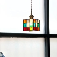Lustre carré en verre fait main coloré en forme de Rubik's Cube, moderne, pour salon, salle à manger, chambre, bar, décoration