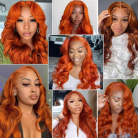 Cheveux humains vierges vietnamiens gingembre-orange, grade 12A, HD transparents, pour perruque, densité 180%, ondulés, sans perte de cheveux, pour femmes
