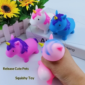 Balle anti-stress licorne en caoutchouc souple TPR à pétrir, jouet musical licorne cheval en pâte à modeler pour soulager le stress - Product Image 2