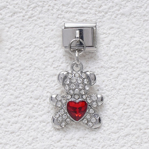 Zircon Bear Charm Pendant With Heart Crystal Micro Pave DIY Jewelry Accessories Unisex Everyday Wear - Product Image 4