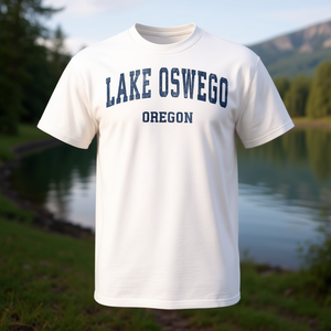 T-shirt blu navy vintage della squadra sportiva Lake Oswego Oregon - Product Image 3