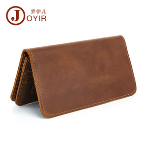 Crazy Horse Leather Men's Wallet <b>Long</b> Multifunctional Clutch <b>Bag</b> With Card Slots For Everyday Use Brown Black - Product Image 4