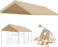 Lona de alta resistencia para coche, cubierta de garaje con faldones de tela para los patas de soporte y elásticos con bolas, color blanco