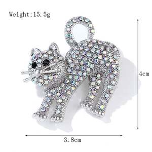 Nouvelle mode plein diamant mignon Kitty Animal broche broche bijoux femmes vêtements accessoires - Product Image 4