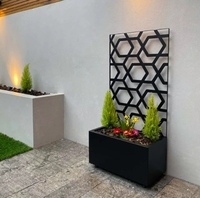 Jardinière rectangulaire en aluminium décorative pour l'extérieur, avec grain de bois, écran de confidentialité, maison, balcon, bricolage