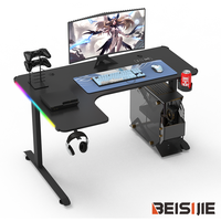 Nouveau design Bureau de jeu en forme de L Ordinateur de coin Bureau de jeu de table noir pour ordinateur portable