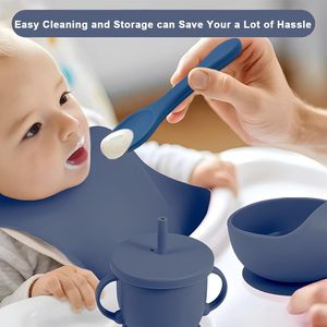 6 pièces/ensemble bébé alimentation <span class=keywords><strong>manger</strong></span> fournitures Silicone aspiration divisé assiette bébé bavoirs ventouse bol/bébé vaisselle ensemble pour tout-petit - Product Image 6