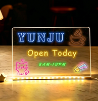 Tableau d'affichage LED effaçable en acrylique avec cadre en alliage d'aluminium éclairé, panneau de message réutilisable, décoratif pour restaurant, bar, café