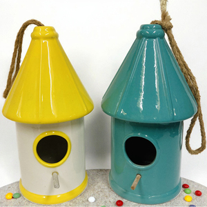 Casetta <span class=keywords><strong>per</strong></span> Uccelli Decorativa da Giardino in Ceramica, Mangiatoia <span class=keywords><strong>per</strong></span> Uccelli Selvatici da Esterno - Product Image 1