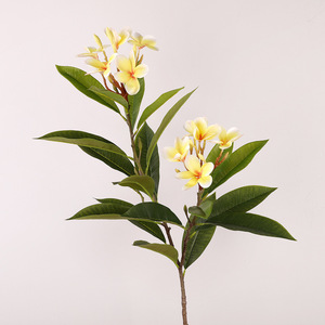 Flor Artificial de Frangipani de 2 Ramas, Rama Individual, Alta Simulación, Decoración de Boda, Flores de Seda Plástica, Rosa Blanca Amarilla - Product Image 1