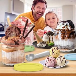 Contenants de stockage de crème glacée en plastique de 24 oz avec couvercles, compatibles avec les séries Ninja CREAMi NC500 NC501 Deluxe, durables, réutilisables, pour congélateur - Product Image 2