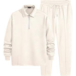 Conjuntos de 2 piezas cómodos personalizados para hombre, polo con cremallera de cuarto y pantalones de chándal, conjuntos de Jacquard para invierno - Product Image 5