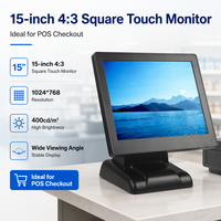 Moniteur tactile HD 15 pouces anti-poussière et étanche, résolution 1024*768, idéal pour les supermarchés – Vente directe usine