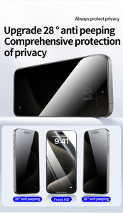 Electrochapa de aluminio alto Anti-Peep <span class=keywords><strong>Gorilla</strong></span> <span class=keywords><strong>Glass</strong></span> Privacy 9H para <span class=keywords><strong>Iphone</strong></span> 17 16 15 7 Se Anti-SPY Protector de pantalla de vidrio templado - Product Image 2