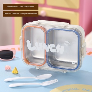 Boîte à lunch compartimentée en acier inoxydable 304 de qualité alimentaire avec couvercle, boîte à lunch pour étudiants scellée pour éviter la contamination croisée - Product Image 2