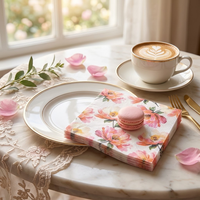 Serviettes en papier personnalisées imprimées en aquarelle rose pivoine, 3 plis, jetables, pour la décoration de table de fête, découpage, 20 pièces