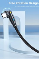 Cable USB C a C de 60W, 3A, Carga Rápida, Cable Trenzado de Nailon con Rotación de 180 Grados