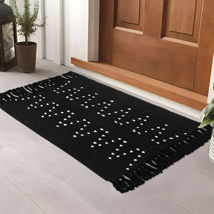 RichesBase OEM all'ingrosso decorazione per la casa superficie lavabile grande tappeto nero bianco moderno con nappe annodate a mano per soggiorno - Product Image 3