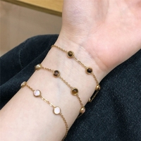 Bracelet minimaliste en acier inoxydable plaqué or 18 carats avec incrustation de coquillage rose et pierre naturelle colorée, bracelet pour femme, résistant à l'eau