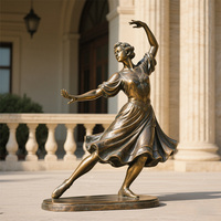 Sculpture de jardin en pierre de fontaine en bronze antique moderne 3 filles dansantes avec gravure