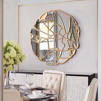 Miroir décoratif rond de luxe, miroir mural avec cadre en métal doré pour le salon, l'entrée et la salle à manger, décoration murale