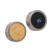 Beauchi-botella de bambú ecológica de acero inoxidable, taza de café inteligente, vaso de viaje de bambú aislado con Infusor de té