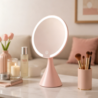 Miroir de Maquillage LED Grossissant avec Trois Tonalités d'Éclairage, Tactile et Dimmable, Rotatif, de Bureau, Type C Unique