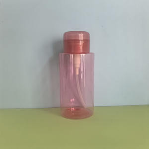 Bouteille de démaquillant en plastique ronde personnalisée de 300 ml (10 oz) de couleur rose clair avec pompes à pression, <span class=keywords><strong>eau</strong></span> <span class=keywords><strong>micellaire</strong></span>, démaquillant, bouteilles pour ongles - Product Image 1