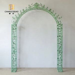 Arche en <span class=keywords><strong>fer</strong></span> <span class=keywords><strong>forgé</strong></span> verte de luxe avec motif de vigne florale, portes cintrées haut de gamme personnalisées, arches de jardin - Product Image 6