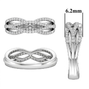 Bague en or massif 18 carats (AU750) torsadée avec diamants, bande entrelacée, bijoux fins, prix direct usine, support OEM - Product Image 6