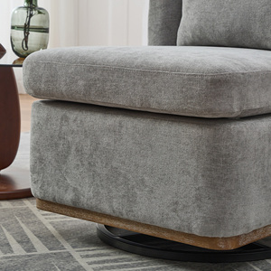 Silla Giratoria Moderna de 360° con Patas de Plástico y Asiento Acolchado de Chenilla, con Almohada, para Sala de Estar, Apartamento o Dormitorio - Product Image 6