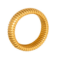 Tendance européenne et américaine Simple Spiral Spring Ring Punk 18k Plaqué Or Acier Inoxydable Épais Chunky Ring accesorios mujer