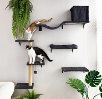 Griffoir mural en bois pour chat, style moderne et épuré, blanc, multifonction, en bois massif et métal, pour les fêtes