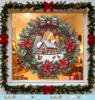 Autocollants statiques pour portes et fenêtres en PVC QiYing Victory, motif floral de Noël, avec dos adhésif, 30x30cm, décorations baies et nœuds