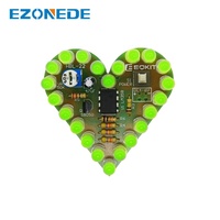 Kit de bricolage électronique, kit de lampe respirante en forme de cœur, DC 4V-6V, kit LED respirant rouge blanc bleu vert, production de bricolage pour l'apprentissage