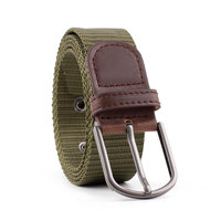 Ceinture en tissu tricoté imitation nylon avec boucle ardillon en alliage Honsen F875 Noir 3,3 cm Durable pour femmes