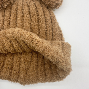 2025 nueva moda doble Pom invierno cálido gorros de ganchillo para niños gorras sombrero al aire libre - Product Image 2