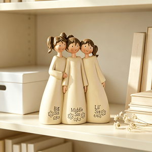 Statues personnalisées en résine de trois filles aux queues de cheval, sculptées à la main, sculptures d'amitié, objets d'artisanat pour cadeau - Product Image 3