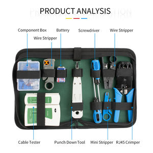 Kit Ferramenta Rede Profissional Incluindo RJ45 RJ12 RJ11 Tiras Multi-Crimper e <span class=keywords><strong>Network</strong></span> Cable Tester - Product Image 4