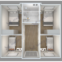 Nouvelle maison préfabriquée modulaire en conteneur à faible coût, moderne, 4 chambres, avec toilettes et douche, à louer