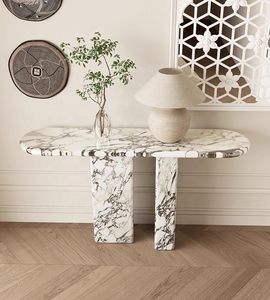 モダンラグジュアリーミニマリストCalacatta Viola大理石コンソールテーブルホールホールホールホールホールホールホームリビングルームホテルエントリーホーム家具 - Product Image 6