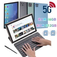 Tablet PC Android 12 untuk Anak, 10.1 Inci, 12GB RAM, 512GB Memori, MTK Octa-Core, 5G WiFi, Dual SIM, Keyboard Pen, Layar IPS, untuk Gaming, Edukasi, dan Bisnis