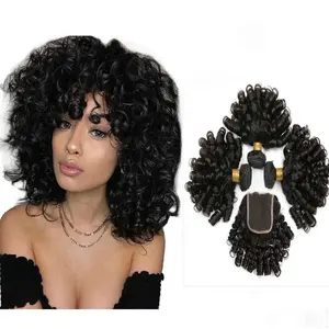 NBL Cheveux Vente en Gros Couleur Naturelle Fumi Wave Curl Cheveux Vierges Bruts Double Tiré Perruque Brésilienne Fumi Cheveux Dentelle Perruque Échantillon Gratuit