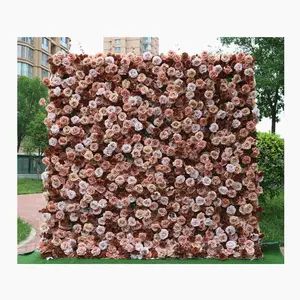 LZ06 Wholesale artificial white rose 3d event stage party birthday wedding decorations decor flower wall panel backdrop