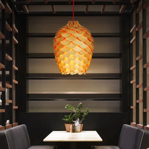 Bắc Âu Sáng Tạo Đầu Duy Nhất Thông Cone Ánh Sáng Mặt Dây Chuyền Rắn Gỗ Nghệ Thuật Mảnh Cho Phòng Ăn Nghiên Cứu Độc Đáo Đèn Chùm Ánh Sáng Mặt Dây Chuyền - Product Image 3
